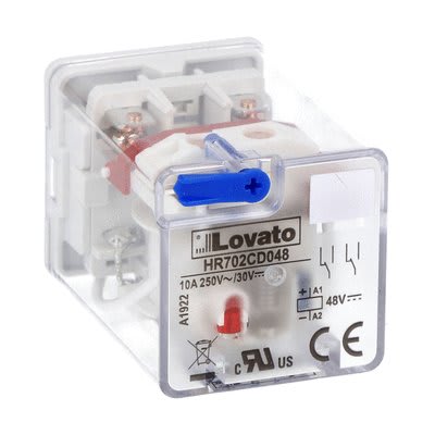 LOVATO ELECTRIC - Rel. industriels 8 pôles avec indicat à LED sans embase, 48VDC 10A, 2 inver.
