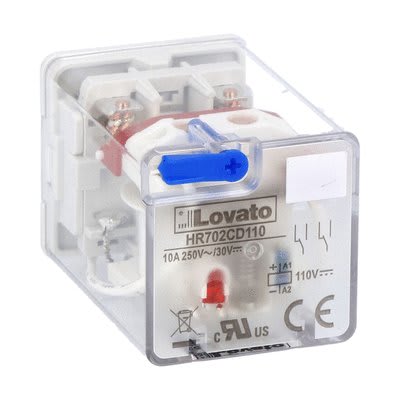 LOVATO ELECTRIC - Rel. industriels 8 pôles avec indicat à LED sans embase, 110VDC 10A, 2 inver.