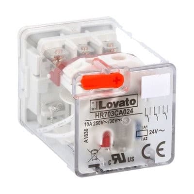 LOVATO ELECTRIC - Rel. industriels 11 pôles avec indicat à LED sans embase, 24VAC 10A, 2 inver.