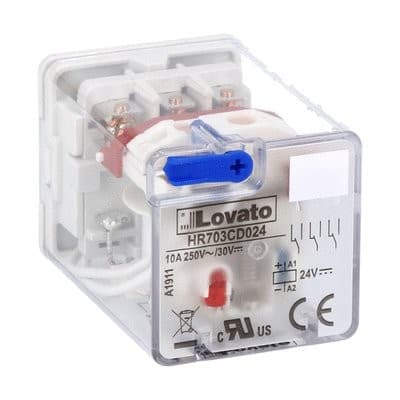 LOVATO ELECTRIC - Rel. industriels 11 pôles avec indicat à LED sans embase, 24VDC 10A, 2 inver.