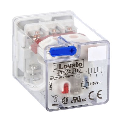 LOVATO ELECTRIC - Rel. industriels 11 pôles avec indicat à LED sans embase, 110VDC 10A, 2 inver.