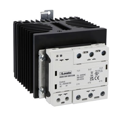 LOVATO ELECTRIC - Relais statiques complet avec dissipateur, 3ph(3 com) 48A, 24...255VAC/DC