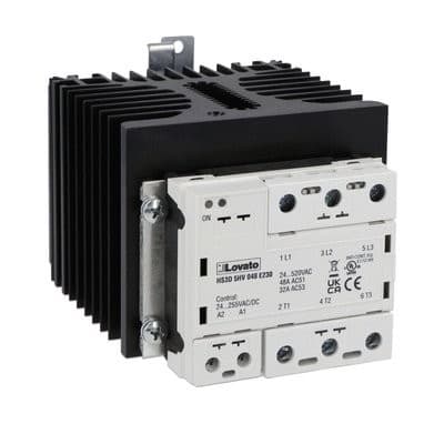 LOVATO ELECTRIC - Relais statiques complet avec dissipateur, 3ph(3 com) 48A, 24...255VAC/DC