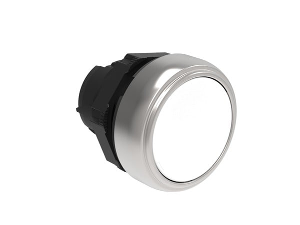 LOVATO ELECTRIC - BOUTON POUSSOIR AFFLEURANT A ACCROCHAGE PLAT. SERIES CHROMED PLASTIC Ø22mm BLANC