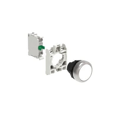 LOVATO ELECTRIC - KIT Bouton-poussoir à IMP en plast., plat, blanc avec socle de fix et 1NO