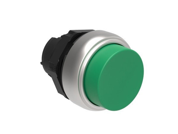 LOVATO ELECTRIC - BOUTON POUSSOIR DEPASSANT A ACCROCHAGE PLAT. SERIES CHROMED PLASTIC Ø22mm VERT
