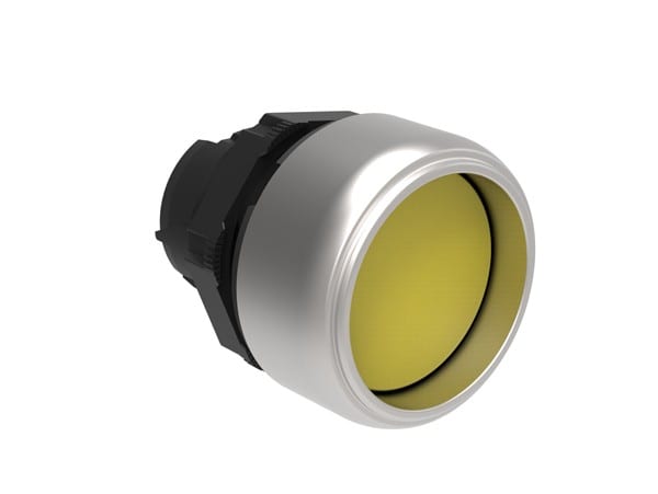 LOVATO ELECTRIC - BOUTON POUSSOIR RENTRANT A IMPULSION PLATINUM SERIES CHROMED PLASTIC Ø22mm JAUNE