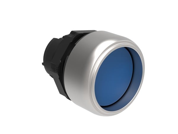 LOVATO ELECTRIC - BOUTON POUSSOIR RENTRANT A IMPULSION PLATINUM SERIES CHROMED PLASTIC Ø22mm BLEU