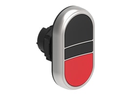 LOVATO ELECTRIC - BOUTON POUSSOIR DOUBLE TOUCHE AFFLEURANT, A IMP PLAT. CHRO. PLASTIC NOIR-ROUGE