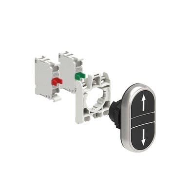 LOVATO ELECTRIC - KIT Bouton-poussoir double IMP, 2 boutons noirs ?-? avec socle de fix et 2NO