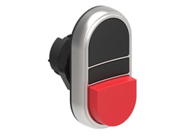 LOVATO ELECTRIC - BOUTON POUSSOIR DOUBLE TOUCHE 1 AFFLEURANT + 1 DEPASSANT, A IMP NOIR-ROUGE