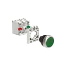LOVATO ELECTRIC - KIT Bouton-poussoir lum plast LED 12-30VACDC, plat, vert + socle de fix, 1NO+1NF