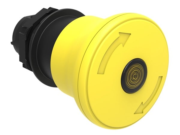 LOVATO ELECTRIC - BOUTON "COUP DE POING" lum. TOURNER xDEVEROUILLER,Ø30mm. xARRÊT NORMAL JAUNE