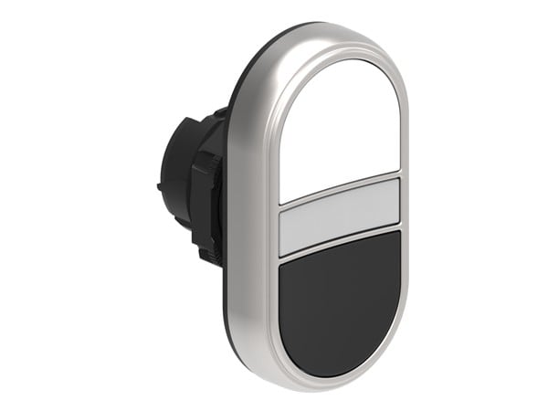 LOVATO ELECTRIC - BOUTON POUSSOIR DOUBLE TOUCHE indicat lum. BLANC AFFLEURANT, A IMP BLANC-NOIR