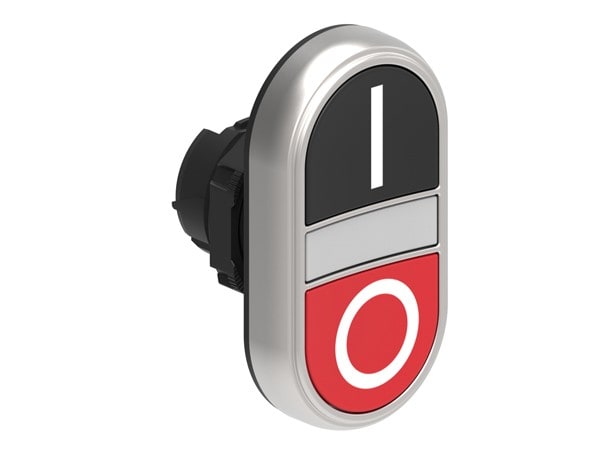 LOVATO ELECTRIC - BOUTON POUSSOIR DOUBLE TOUCHE indicat lum BLANC AFFLEURANT, A IMP NOIR-ROUGE I-0