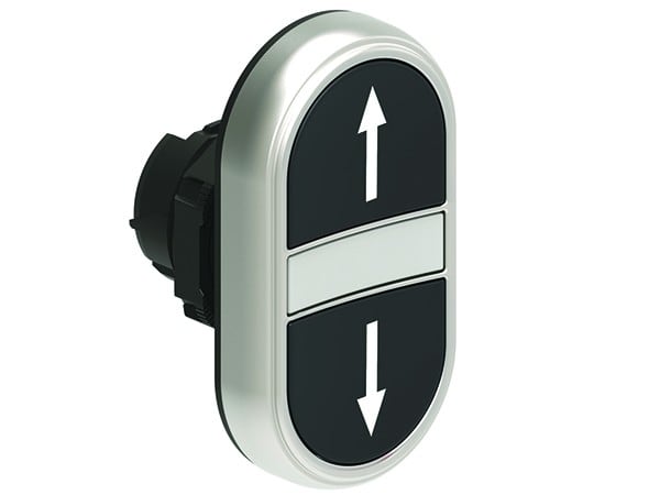 LOVATO ELECTRIC - BOUTON POUSSOIR DOUBLE TOUCHE indicat lum. BLANC AFFLEURANT, A IMP NOIR-NOIR ?-?