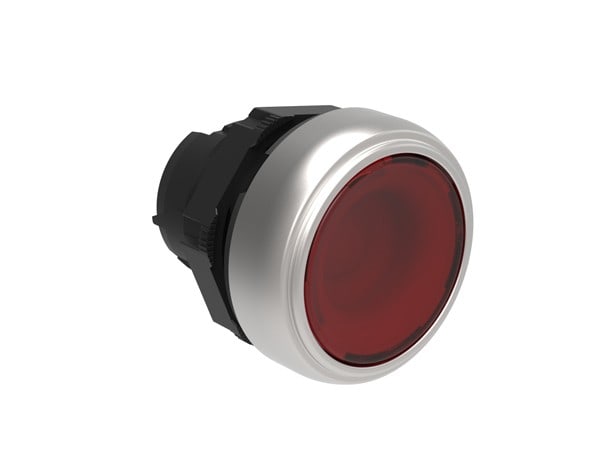 LOVATO ELECTRIC - BOUTON POUSSOIR LUMINEUX AFFLEURANT A ACCR. PLAT. SERIES CHRO. PLASTIC ROUGE