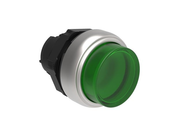 LOVATO ELECTRIC - BOUTON POUSSOIR LUMINEUX DEPASSANT A ACCR. PLAT. SERIES CHRO. PLASTIC VERT
