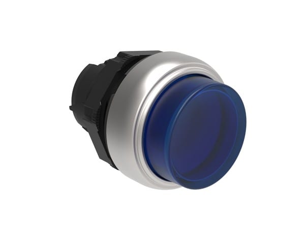 LOVATO ELECTRIC - BOUTON POUSSOIR LUMINEUX DEPASSANT A ACCR. PLAT. SERIES CHRO. PLASTIC BLEU