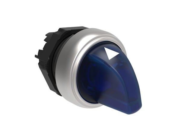 LOVATO ELECTRIC - COMMUTATEUR LUMINEUX PLAT. SERIES CHROMED PLASTIC, 3 POSITIONS, 1 - 0 - 2 BLEU
