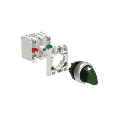 LOVATO ELECTRIC - KIT Commutateur-sélecteur plast. vert/éclairé LED blanc 185-265VAC, 3 pos 1-0-2