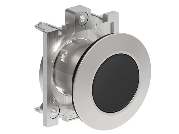 LOVATO ELECTRIC - BOUTON POUSSOIR AFFLEURANT A ACCROCHAGE SERIE PLATINUM METAL Ø30mm NOIR