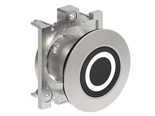 LOVATO ELECTRIC - BOUTON POUSSOIR AFFLEURANT A IMPULSION SERIE PLATINUM METAL Ø30mm NOIR "0"