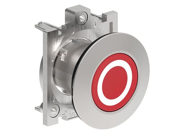 LOVATO ELECTRIC - BOUTON POUSSOIR AFFLEURANT A IMPULSION SERIE PLATINUM METAL Ø30mm ROUGE "0"