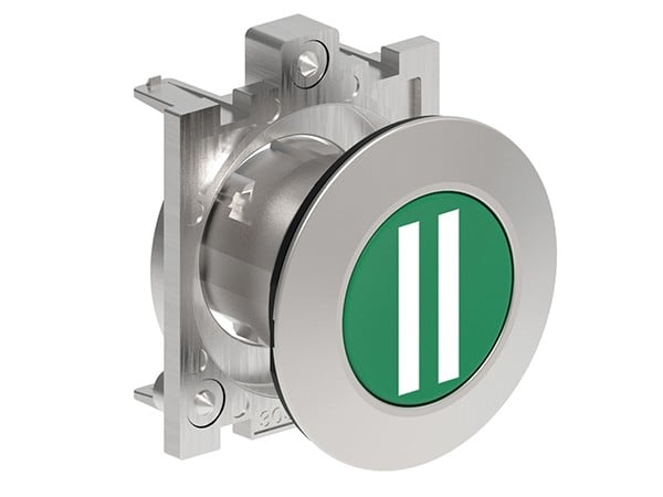 LOVATO ELECTRIC - BOUTON POUSSOIR AFFLEURANT A IMPULSION SERIE PLATINUM METAL Ø30mm VERT "II"