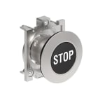 LOVATO ELECTRIC - BOUTON POUSSOIR AFFLEURANT A IMPULSION SERIE PLATINUM METAL Ø30mm NOIR "STOP"