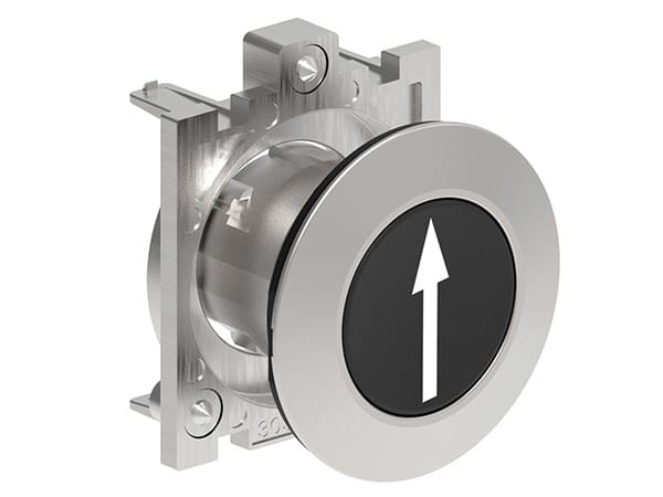 LOVATO ELECTRIC - BOUTON POUSSOIR AFFLEURANT A IMPULSION SERIE PLATINUM METAL Ø30mm NOIR "?"