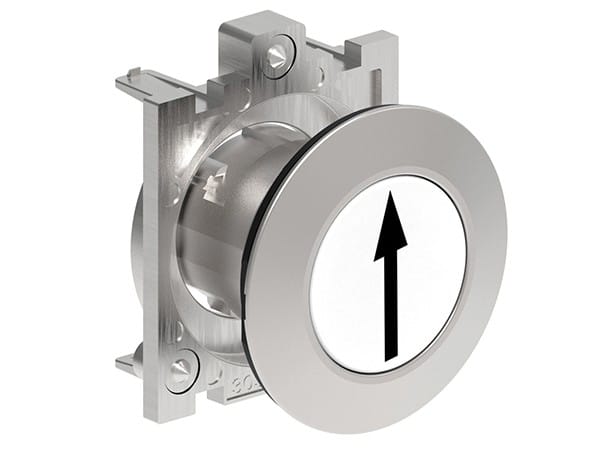 LOVATO ELECTRIC - BOUTON POUSSOIR AFFLEURANT A IMPULSION SERIE PLATINUM METAL Ø30mm BLANC "?"