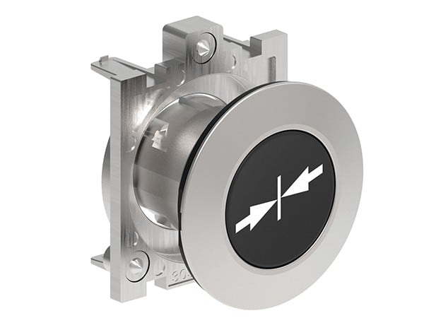 LOVATO ELECTRIC - BOUTON POUSSOIR AFFLEURANT A IMPULSION SERIE PLATINUM METAL Ø30mm NOIR "? ??"