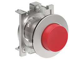 LOVATO ELECTRIC - BOUTON POUSSOIR DEPASSANT A ACCROCHAGE SERIE PLATINUM METAL Ø30mm ROUGE