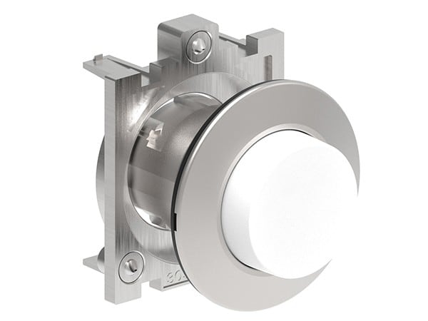 LOVATO ELECTRIC - BOUTON POUSSOIR DEPASSANT A IMPULSION SERIE PLATINUM METAL Ø30mm BLANC