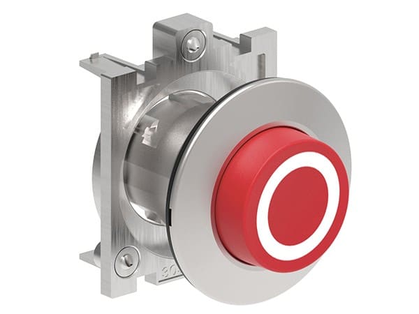 LOVATO ELECTRIC - BOUTON POUSSOIR DEPASSANT A IMPULSION SERIE PLATINUM METAL Ø30mm ROUGE "0"