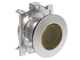 LOVATO ELECTRIC - BOUTON POUSSOIR LUMINEUX AFFLEURANT A IMP SERIE PLAT. FLAT METAL Ø30mm JAUNE