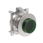LOVATO ELECTRIC - BOUTON POUSSOIR LUMINEUX DEPASSANT A IMPULSION SERIE PLAT. FLAT METAL Ø30mm VERT