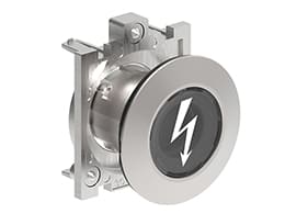 LOVATO ELECTRIC - TETE DE VOYANT PLAT. Ø30mm FLAT MÉT, TRANSPARENT + SYMBOLE PRESENCE TENSION