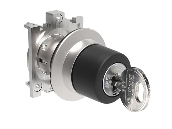 LOVATO ELECTRIC - COMMUTATEUR A CLE PLAT. Ø30mm FLAT MÉT, 3 pos, 1 - 0 < 2 CLE 458E RETRAIT POS 0