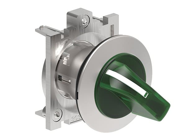 LOVATO ELECTRIC - COMMUTATEUR LUMINEUX SÉRIE PLATINUM Ø30mm FLAT MÉTAL, 2 POSITIONS, 0 - 1 VERT