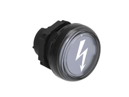 LOVATO ELECTRIC - TETE DE VOYANT PLAT. CHRO. PLASTIC, TRANSPARENT + SYMBOLE "PRESENCE TENSION"