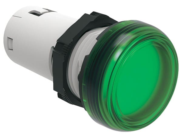 LOVATO ELECTRIC - VOYANT LED MONOBLOC LUMIÈRE FIXE Ø22mm SÉRIE PLAT. CHROMED PLASTIC, VERT 220VDC