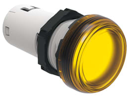 LOVATO ELECTRIC - VOYANT LED MONOBLOC LUMIÈRE FIXE Ø22mm PLAT. CHRO. PLASTIC, JAUNE, 24VAC/DC
