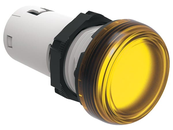 LOVATO ELECTRIC - VOYANT LED MONOBLOC LUMIÈRE FIXE Ø22mm SÉRIE PLAT. CHROMED PLASTIC, JAUNE 220VDC