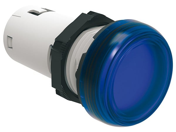 LOVATO ELECTRIC - VOYANT LED MONOBLOC LUMIÈRE FIXE Ø22mm SÉRIE PLAT. CHRO. PLASTIC, BLEU, 24VAC/DC