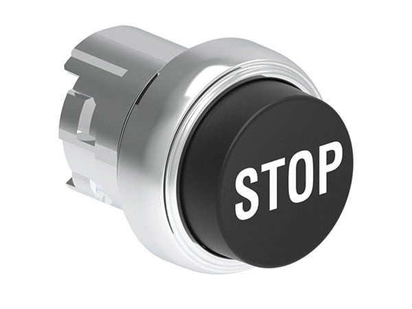 LOVATO ELECTRIC - Bouton poussoir depassant a impulsion serie Platinum metal Ø22mm noir "STOP"