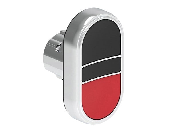 LOVATO ELECTRIC - Bouton poussoir double touche affleurant, a IMP PLAT. Ø22mm métal noir - rouge