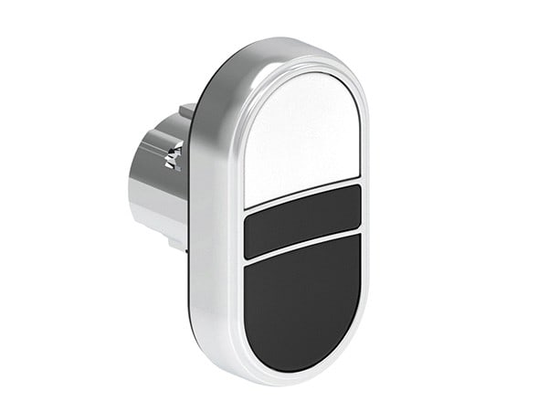 LOVATO ELECTRIC - Bouton poussoir double touche affleurant, a IMP PLAT. Ø22mm métal blanc - noir