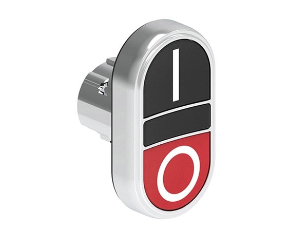 LOVATO ELECTRIC - Bouton poussoir double touche affleurant, a IMP PLAT. Ø22mm MÉT noir-rouge I-0